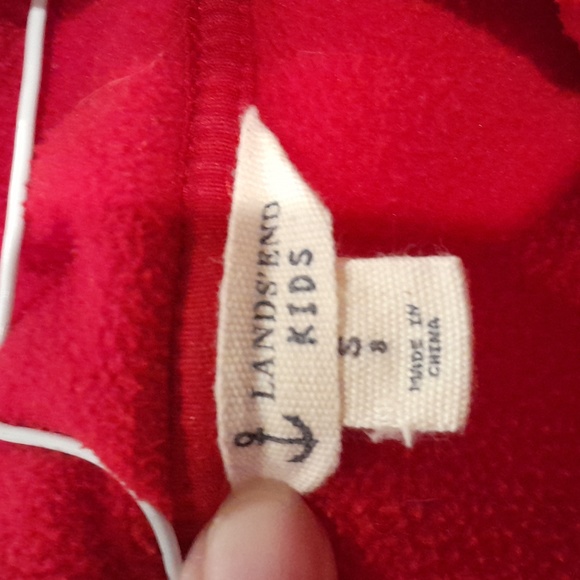 Lands End small kids zip up fleece, red, with pockets size S - Picture 2 of 2